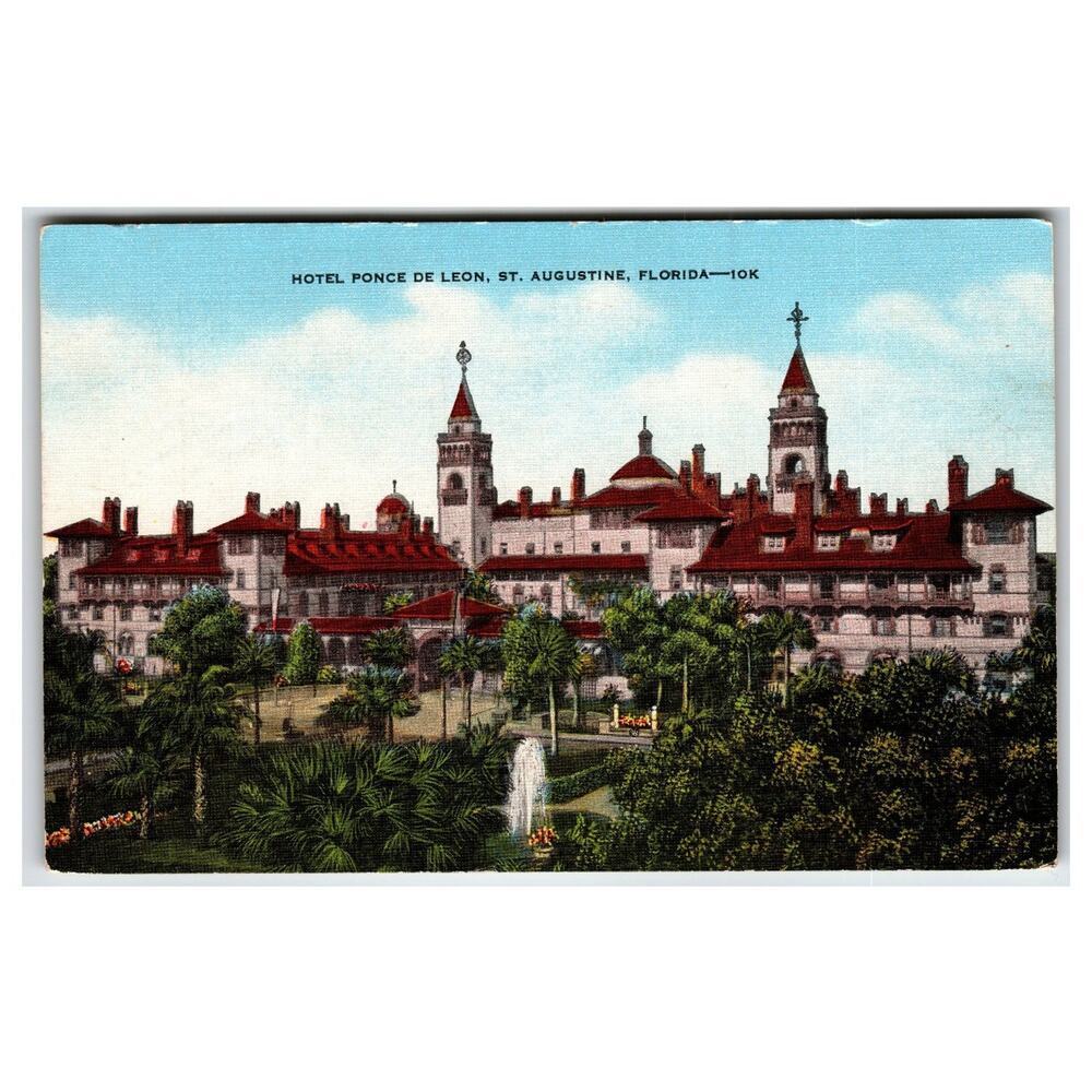 Hotel Ponce de Leon St. Augustine Florida Vintage Postcard E.C. Kropp